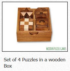 Set of 4 Puzzles in wooden Box